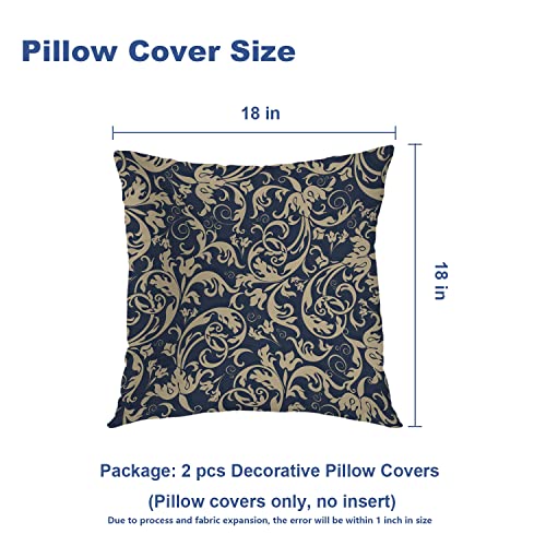 Batmerry Floral Pillow Covers 18X18 Inch Set Of 2, Antique Style Victorian Damask Art Double Sided Decorative Pillows Cases Throw Pillows Covers #TOP4