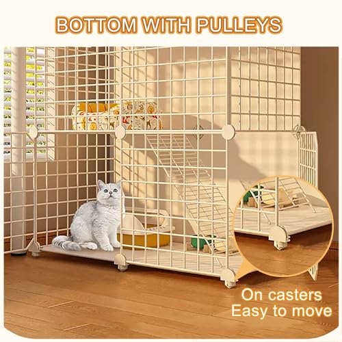 Jaula para gatos con ruedas y corralito interior semicerrado metálico resistente 3