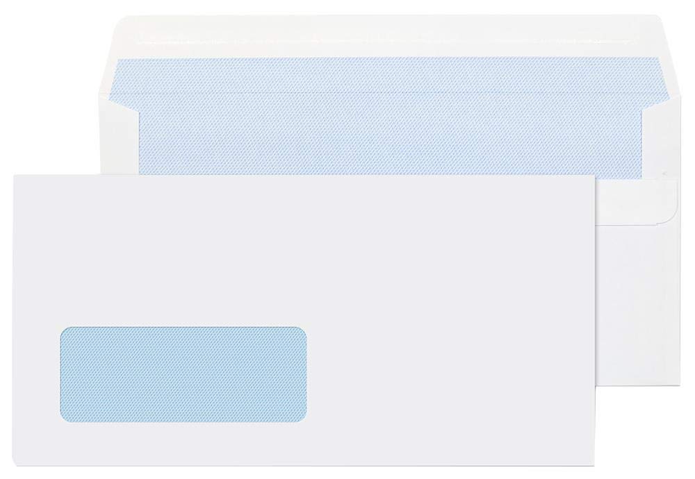 Dl Lot de 1000 enveloppes autocollantes pour fenêtre Blanc