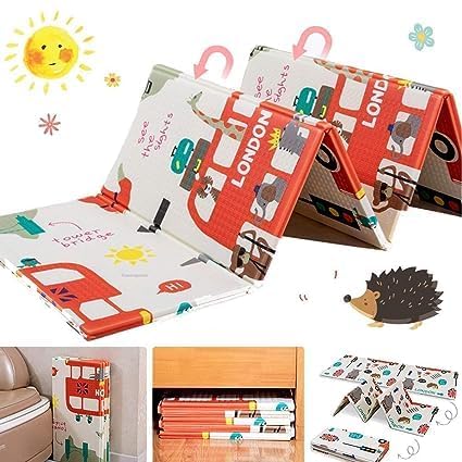 Image of WENGTY Double Sided Waterproof Baby Play Mat, Reversible Design, Extra Large Cushioned Surface, BPA-Free Foldable Foam, Multicolor, 200cm x 150cm