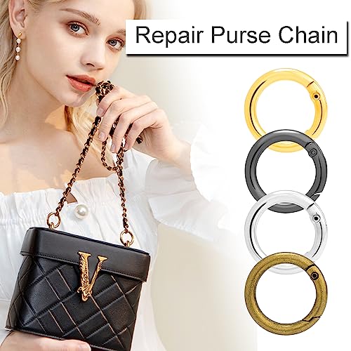 Image of CooBigo 12 Pack Assorted Metal Round Carabiner Clip, 3 /4 Inch Trigger Spring O Rings, Spring Snap Clip Hooks Replacement Purse Strap Ring, Paracord Lanyard, Keychain Rings Hardware DIY Crafts Making