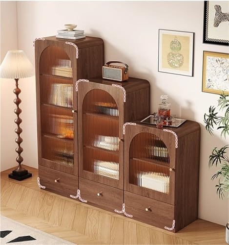 Estantería de madera de nogal de alta gama con elegante diseño traslúcido 5