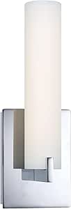 GEORGE KOVACS P5040-077-L Tube LED Wall Sconce, 1-Light, 12 Total Watts, 13.25-in H x 4.75-in W, Chrome