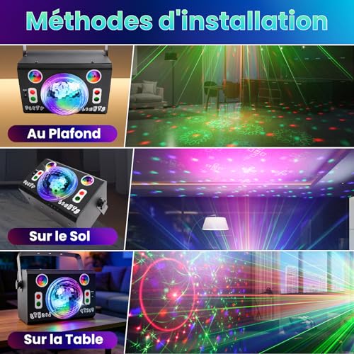Lumière disco 120 effets avec télécommande et projecteur rotatif - 6