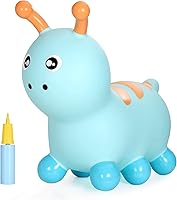 Vista 1 de INPANY Tolva de caballo de oruga hinchable para niños pequeños – Tolva inflable para niños, juguetes de animales, regalo de cumpleaños para niños