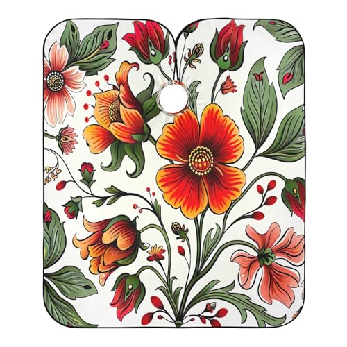 Capa para corte de cabello profesional con patrón floral rojo impermeable con cierre ajustable de broche para barbería y estilismo miniatura 2