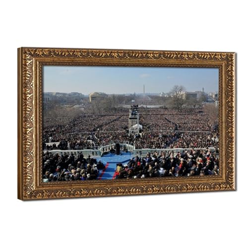 Tableau Barack Obama premier discours d'investiture 30x45 cm