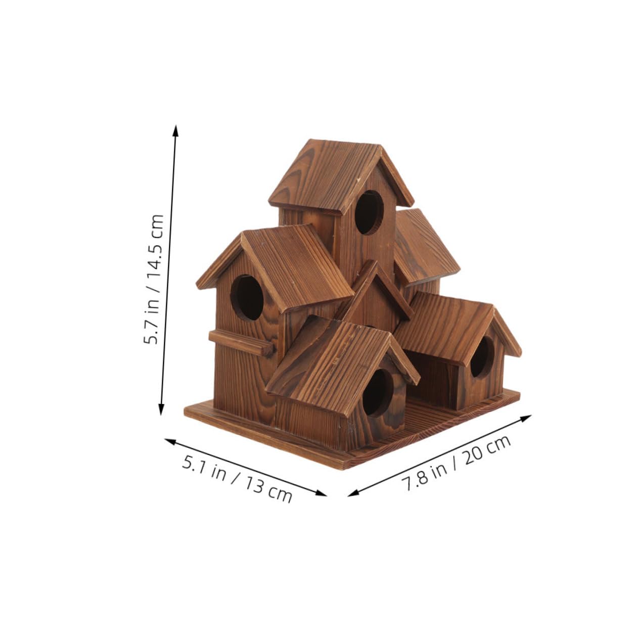 BESTonZON 2 Piezas Casitas Pájaros Exterior de Madera Maciza Colgantes con Función de Comedero Diseño Rústico Estilo Cabaña para Jardín y Patio Decoración para Observación de Aves