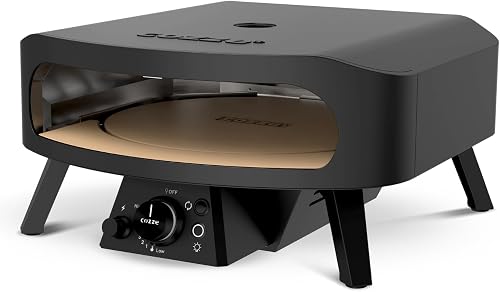 Cozze® 17" Rotate Gas Pizza Oven Black Edition - Rotating Cordierite Stone Ø43cm, 8kW, Door Included, 30mbar - 4