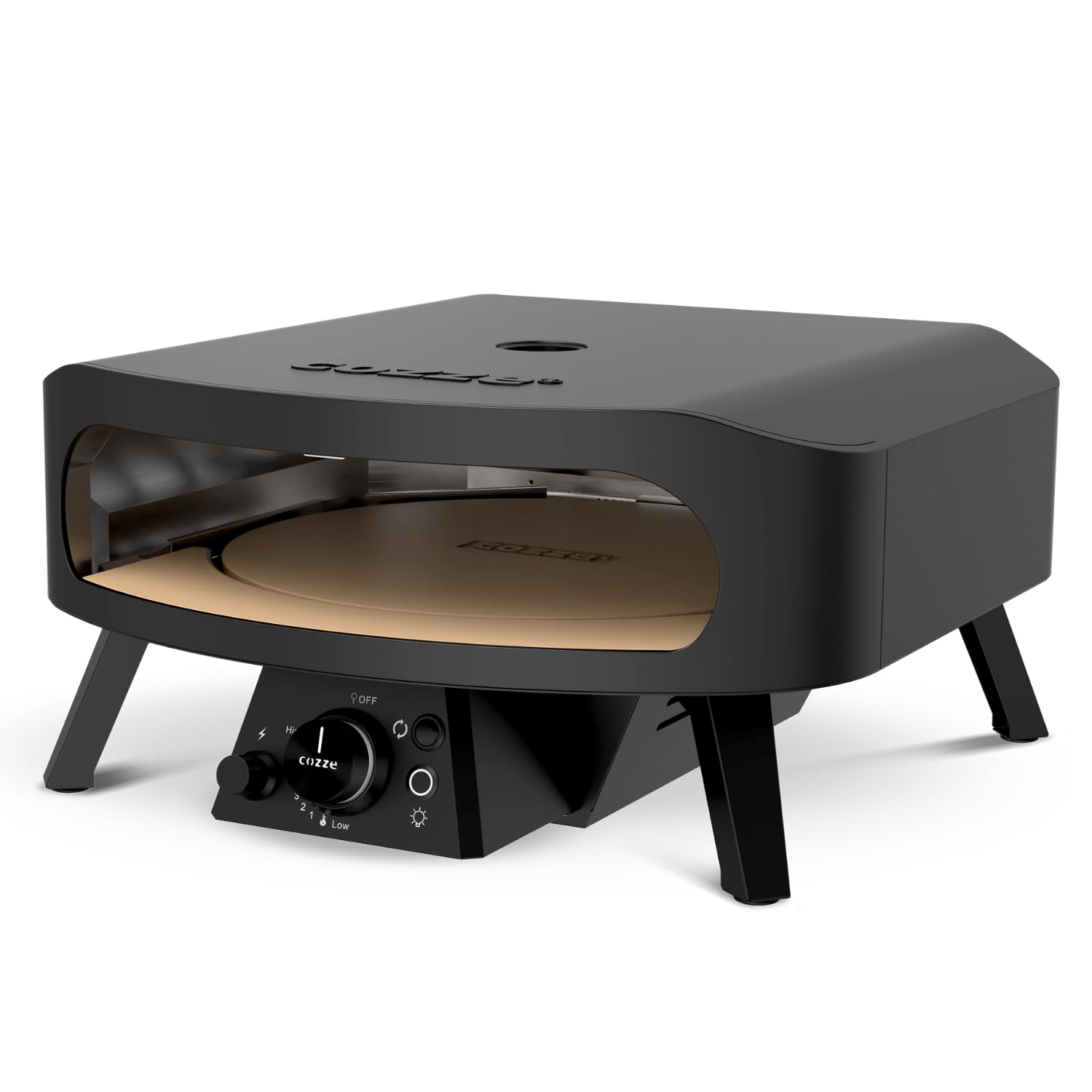 cozze® 17" Four a Pizza Gaz Pierre Rotative Édition Noire Ø43 cm │Four à Pizza Extérieur 600°C – Cuisson en 2 minutes