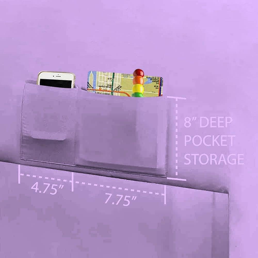 DNG Creations 100% Egyptian Cotton, 4 Piece Sheet Set Luxury Soft 1000 Thread Count 28 Inch Deep Pockets with Side Storage Pockets on Fitted Sheet, King Size, Lilac