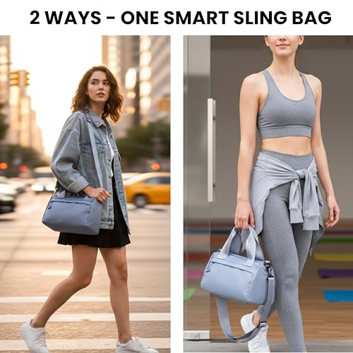 Image of POPCUBE Women's Compact Sling Bag & Hand Purse Combo | Detachable Strap Shoulder Bag with 2 Compartments | (28cmx12cmx18cm) Stylish Handbag with Strong Handles for Travel, Shopping & Daily Use