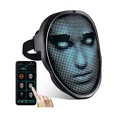 Masque LED Masque Halloween, avec Bluetooth Masque Visage Variable Programmable, 45 animations, 70 Images, pour Adultes, Masque Le Plus Cool de 2021 Cover