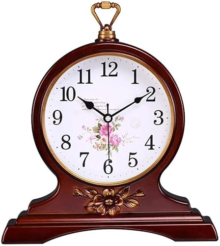 Reloj de escritorio rústico con decoración vintage, para colgar y silencioso, sin tictac, para sala de estar, dormitorio, oficina, chimenea, soporte