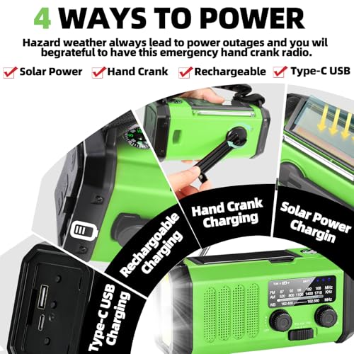 Radio AM/FM d'urgence portable QAUYYW solaire et manivelle 37000 mWh - 5