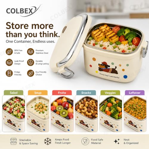 Image of Sinbyuer Stainless Steel Snack Containers, Grab and Go Snack Containers Reusable, 2 Compartment Food Storage Containers with Lids for Travel and Outdoor Camping (600ML)
