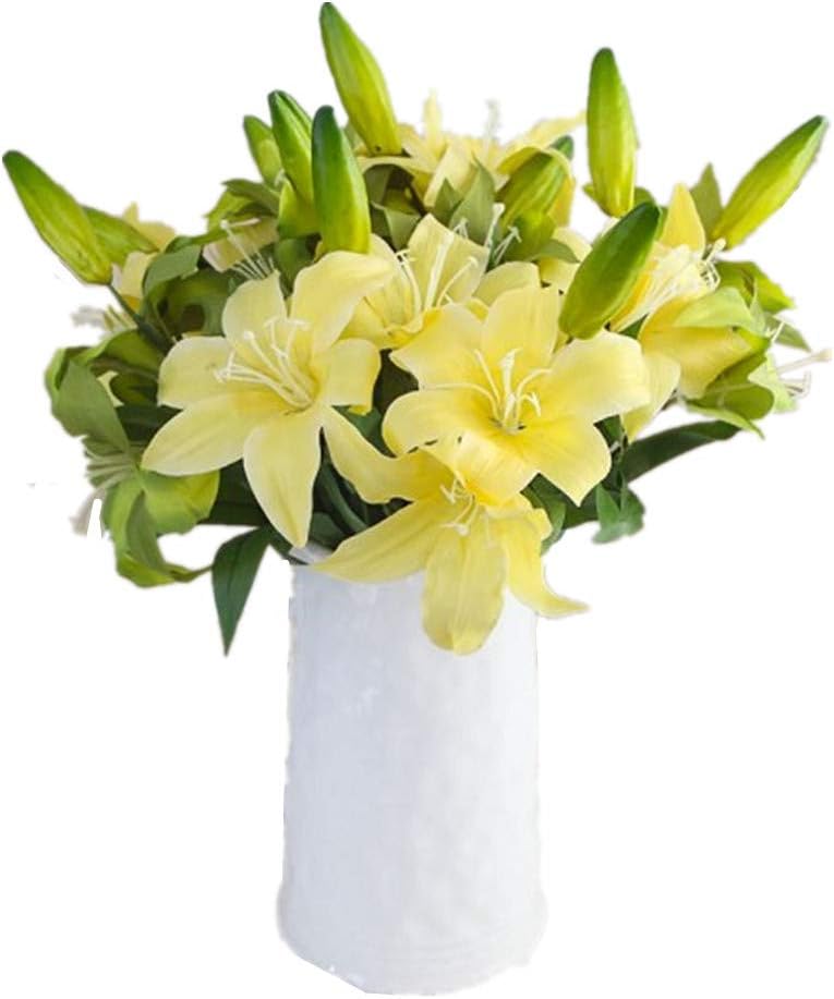 Mynse 5 Pieces 57CM(22.4") Fake Lily Flowers for Women Birthday Gift