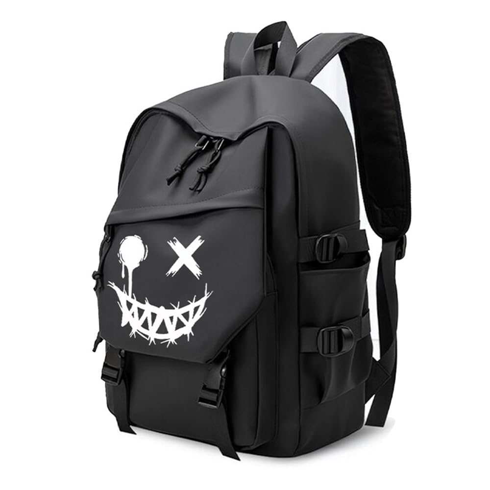 XINYASEE Sac à Dos Scolaire Lumineux pour Homme et Femme, Garçon, Ado - Sac d'École Cool pour Ordinateur Portable - Noir