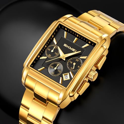 Image of SKMEI Luxury Digital Watch for Men - Quartz Analog-Digital Display, Stainless Steel & Leather Strap, Waterproof 3ATM, Stopwatch, Date, Stylish Fashion Watch for Casual & Formal Wear - 2339