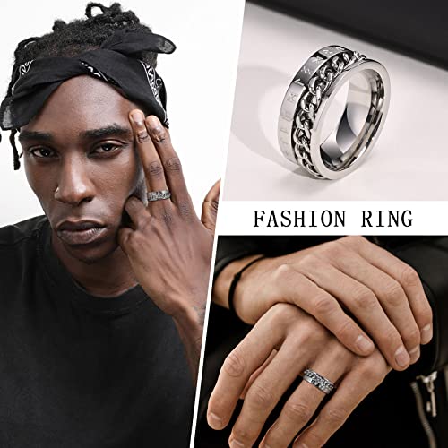 MPRAINBOW Anel giratório de runas viking nórdico – anel giratório de 8 mm de aço inoxidável, anel de