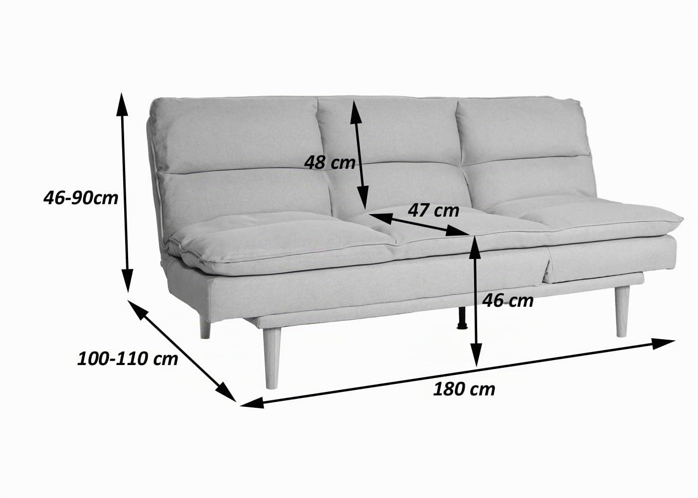 Mendler Schlafsofa HWC-M79 180x110cm Stoff/Textil - Mint-grau