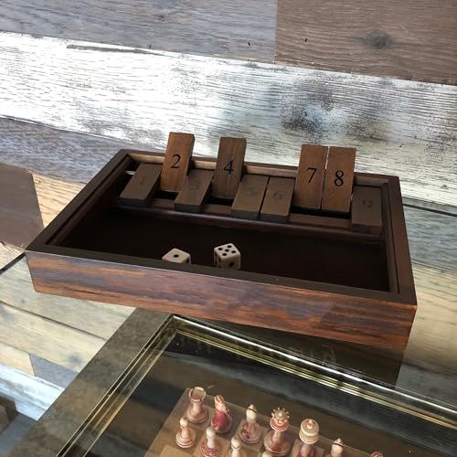 Shut the Box juego de tablero de madera 9 fichas numeradas miniatura 2