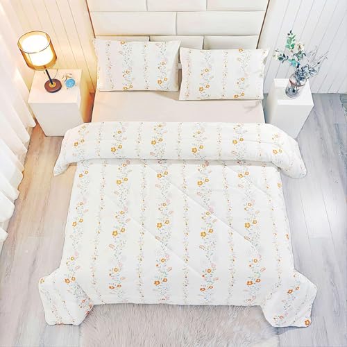 Sdy 3Pcs Floral Comforter Set Queen, Pink Flower Comforter Queen Bed In A Bag Set thumb #5