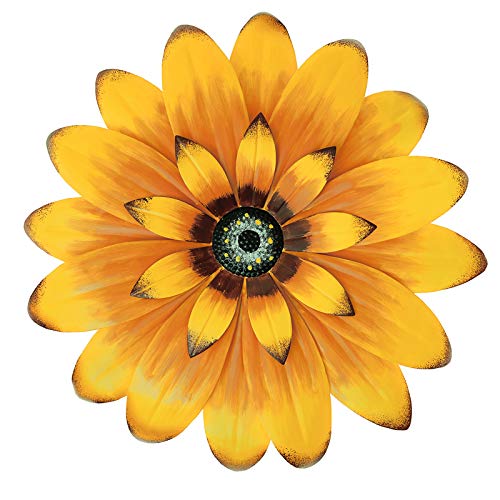 Aboxoo 13 Inch Yellow Daisy Metal Layered Floral Home Wall Art Sculptures For Bathroom Livingroom Bedroom Or Porch Patio Colorful Wall Decor cover