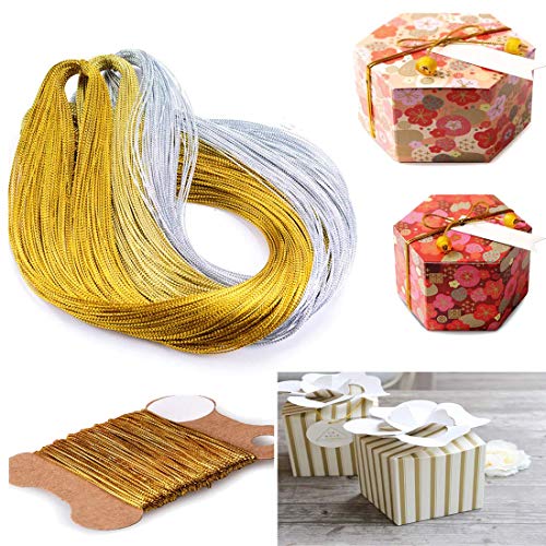 Image of DIY Crafts Pack of 180 mtr, Mixed Pack + Corner Beeds, 30 Meters Gold /Silver Rope + Beeds Twine Ribbon Wedding Christmas Gift Packing Cords Decoration(Pack of 180 mtr, Mixed Pack + Corner Beeds)