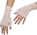 Sexy Vintage Floral Summer Short Lace Gloves UV Protection Fingerless Gloves Wrist Length Prom Party Driving Wedding Gloves White