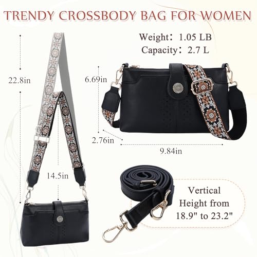 VASCHY Crossbody Bag Purse for Women, Fashion Soft Vegan Leather Small Shoulder Handbag with Detachable Guitar Strap2