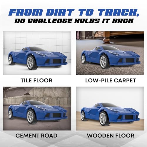 Image of SEEDO Rechargeable Remote Control Racer Car High Speed Racing Sports Car with LED Headlights, High Gloss Anti Scratch 1: 24 Scale Fast RC Vehicle Toy for Kids 8+ Years (Pack of 1, Blue)