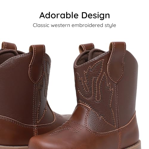Blikcon Toddler Cowboy Boots for Boys Girls Baby Infant Cowgirl Boots Round Toe All Seasons 6-36 Months (Infant/Toddler)3