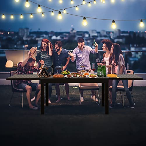 Domi Large Extendable Patio Dining Table, Aluminum Metal Indoor Outdoor 53"- 106" Adjustable For 6-8 Person Rectangular Table For Porch Backyard Balcony Garden (Dark-Brown) #TOP7