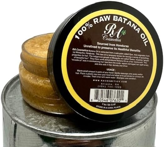 RA COSMETICS Batana Oil for Hair Growth – Dr Sebi 100% Raw Batana Oil Paste from Honduras, Unrefined Cold Pressed, Supports Thicker, Stronger and Healthy Hair, Nourishes and Moisturizes Scalp – 2 oz