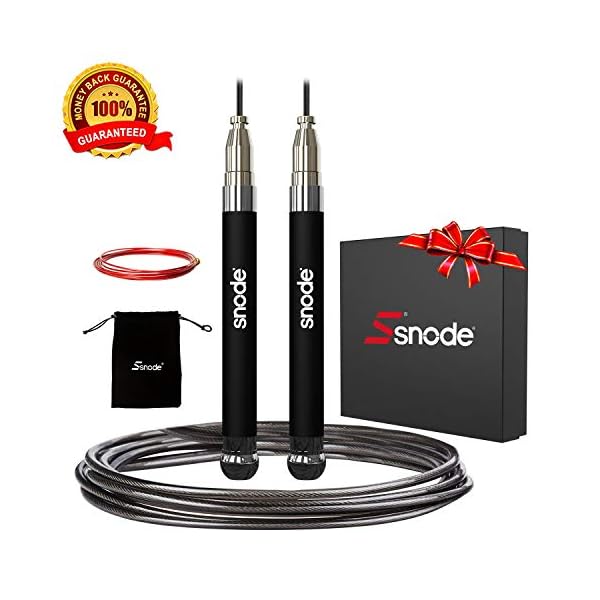 SNODE T18 Self-Locking Jump Rope, High Speed Skipping Rope, Lightweight Speed Rope with 2 Speed Rope Cables for Fitness Sports Training Workout