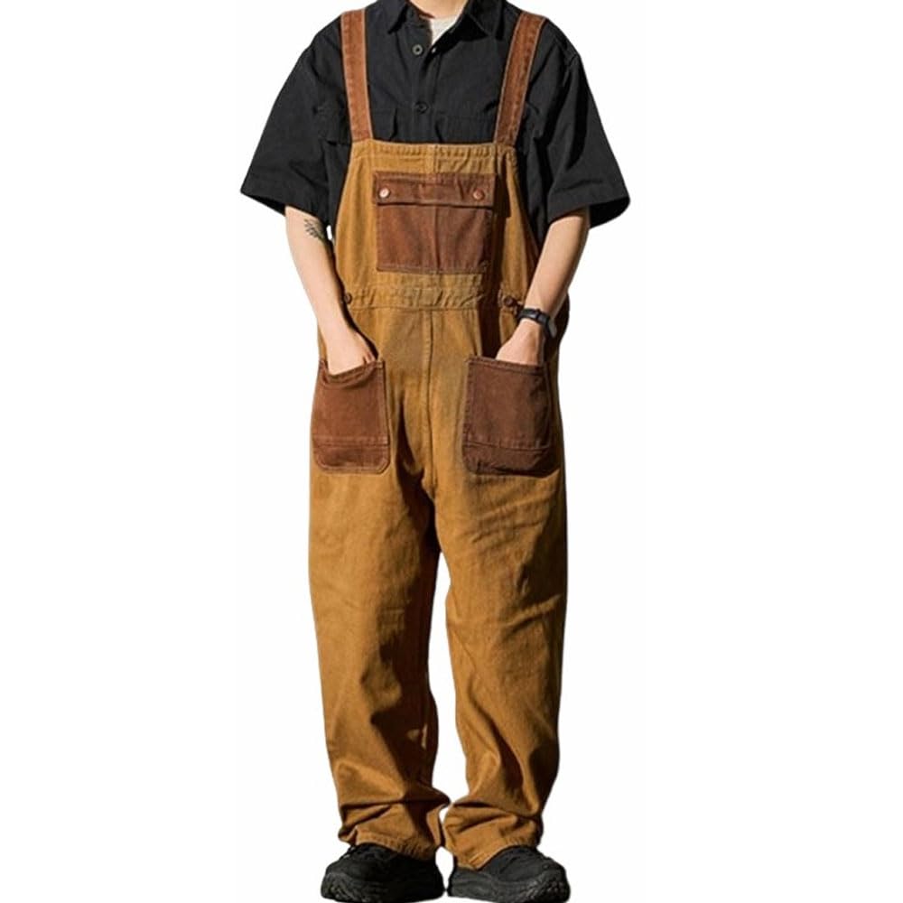 Amazon.co.jp: オーバーオール サロペット 春秋 ブラウン系 メンズ 