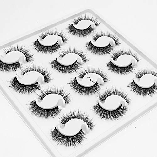 HBZGTLAD NEW 12 Pairs 3D Handmade Fake Eyelashes Natural short Thick Daily Makeup Thick Cross Eyelashes Eye Mink Lashes (short1)