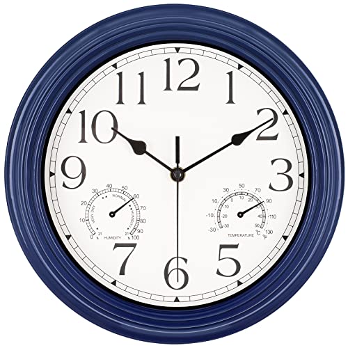 Reloj de pared de estilo vintage, clásico retro sin ruido de tic, silencioso, funciona con pilas decorativas, reloj de pared para cocina, salón y dormitorio (30 cm), color azul Cover