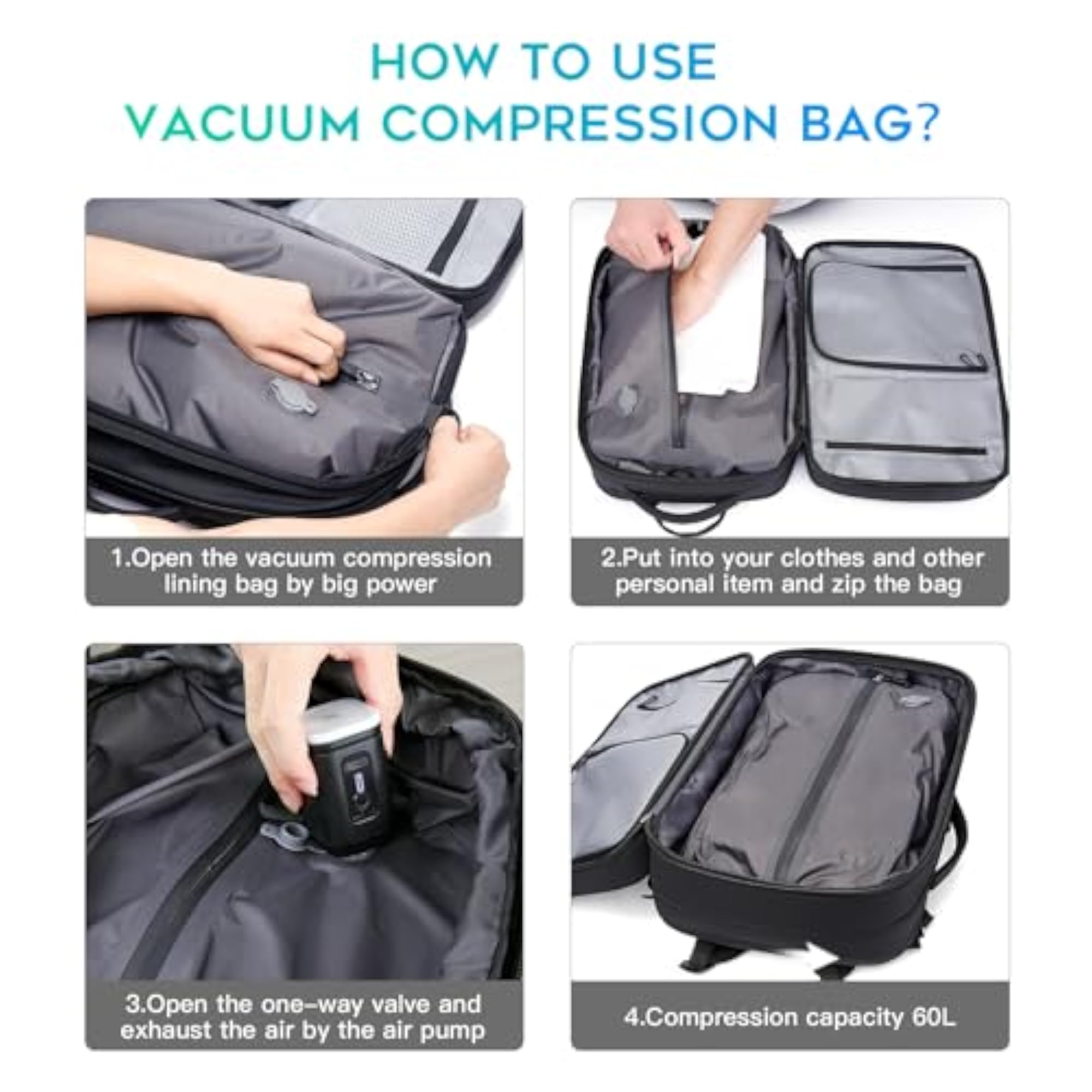 Air Vacuum Backpack, Lightweight Travel Pack