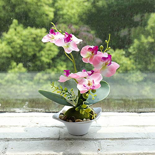 Meideli Artificial Flower,Artificial Butterfly Orchid Bonsai Fake Flower With Pot Home Room Table Decor - Purple #TOP6