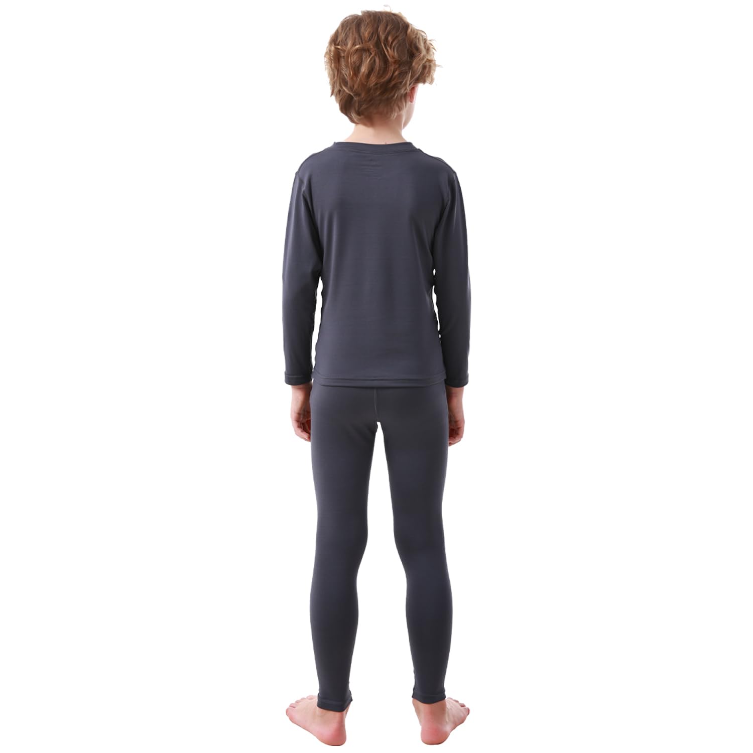 PISIQI Conjunto de ropa interior térmica para niños con forro polar para niños, ultra suave, capa base superior, inferior, conjunto cálido para esquí