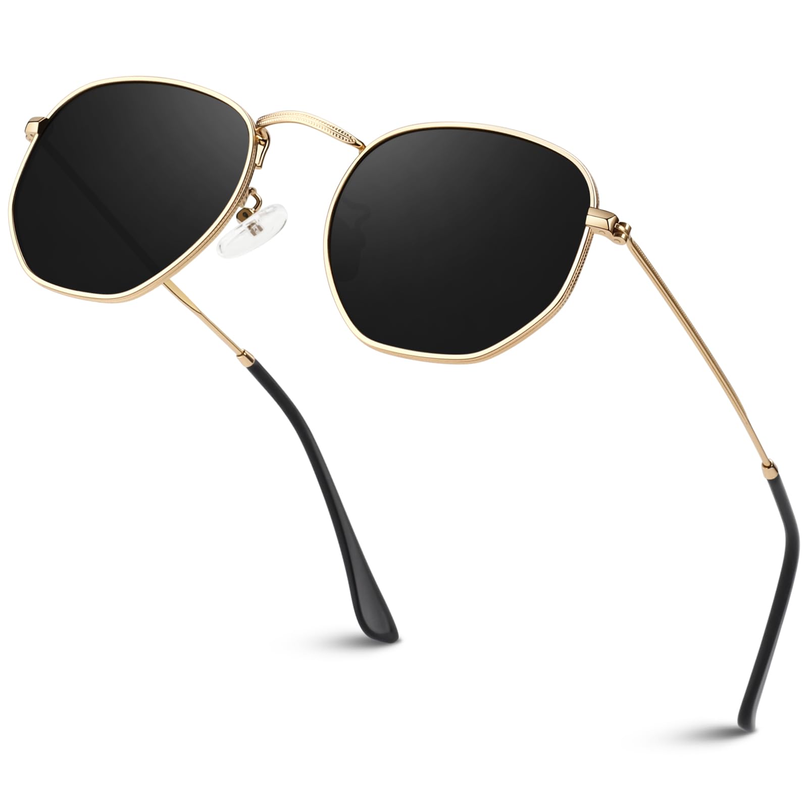 Sunier Gafas de Sol Mujere Hombre Polarizadas, Gafas de Sol Cuadradas Moda Para Mujer, Marco de Metal Hexagonal Ultraligero con Tonos Protección UV400