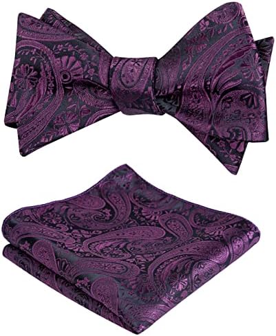 Alizeal Mens Paisley Floral Jacquard Untied Bowtie and Pocket Square Set