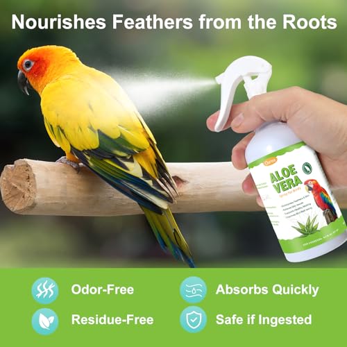 Aloe Vera Bird Spray, Moisturizes Feathers Soothes Dry Itchy Skin, Supports Molting Healthy Plumage, Prevent Feather Plucking Gentle Care, Safe Effective for Parrots Finches All Birds, Odor-Free - Image 5