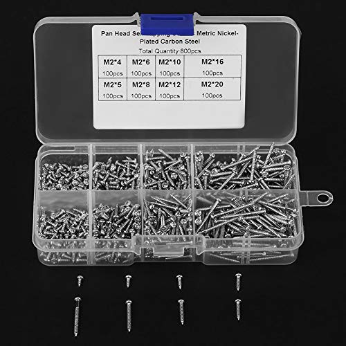 Set de tornillos autorroscantes Pan M2x4-20mm 800 piezas miniatura 6