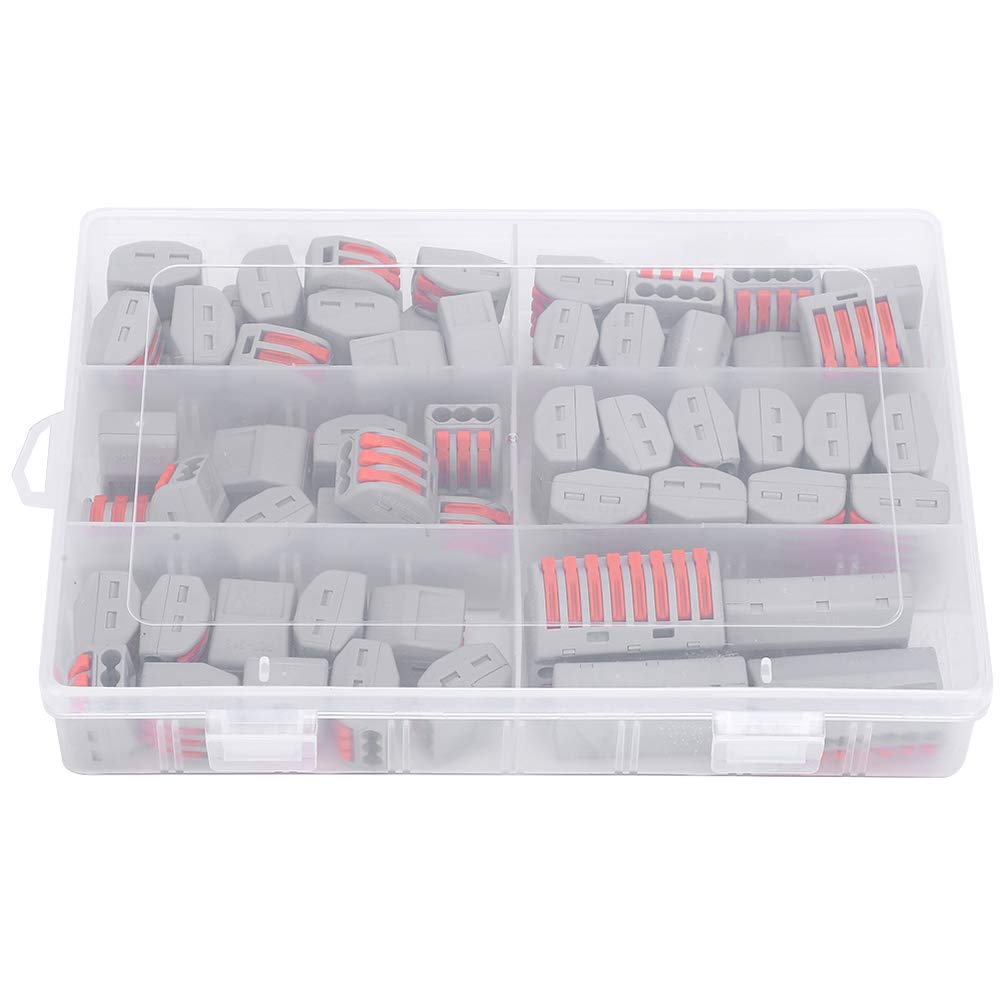 Fafeicy Wire Connectors,65 Pcs Wire Connector Assortment Pack Compact Splicing Connector Kit for Electrical Wires Solid Stranded Flexible Wires, 2 Port, 3 Port, 5 Port