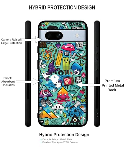 Image of Crazy Design Premium 2D Printed Metal Back Case Cover for Google Pixel 7A 5G, Multicolour