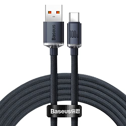 Baseus Crystal Shine Series Cable de datos de carga rápida USB a tipo C 100W 2m Negro