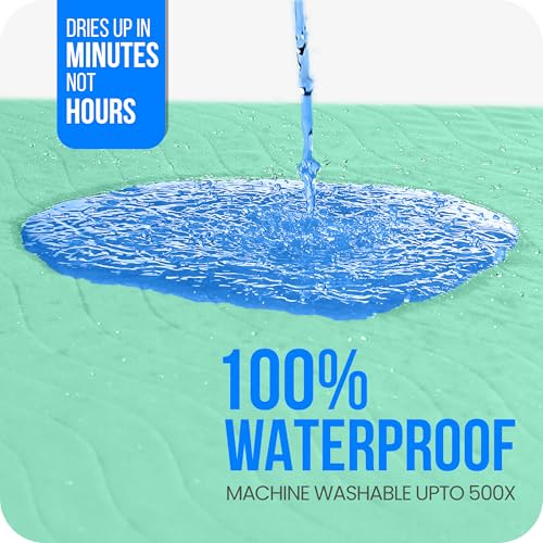 Image of 4 Pack Washable Pee Pads for Dogs 34 inch x 36 inch, Waterproof Dog Training Pads | Reusable Dog Training Pads for Sofa, Incontinence Bed Pads for Adults, Elderly and Kids (Green,Blue) by Utopia Bedding
